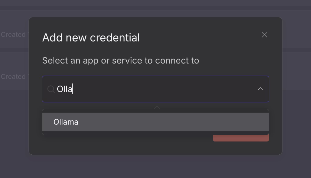 Ollama credential form in n8n showing Base URL configuration